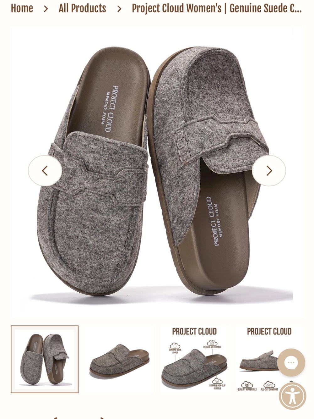 Project Chic Gray Felt Slip-On Mules